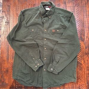 Wrangler Riggs Workwear Button Up Shirt Mens XL Green